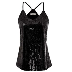 Grace Karin NWT Black Sequin Tank M